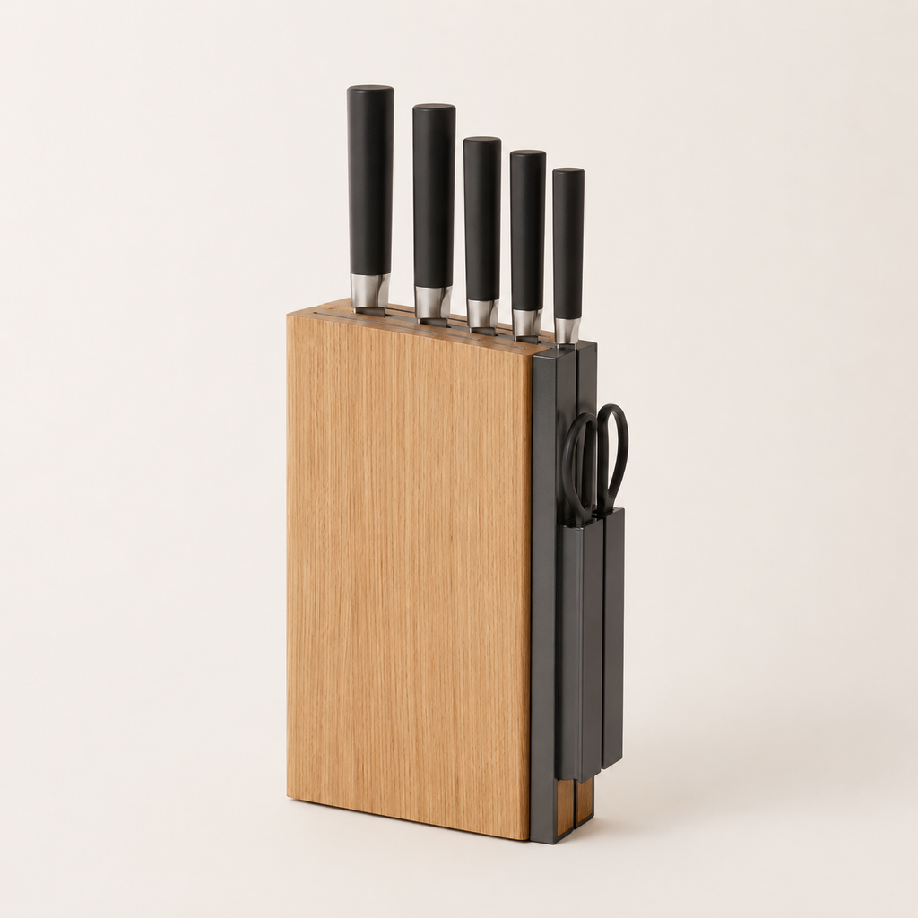 Bamboo Knife Block and Kitchen Utensil Organizer