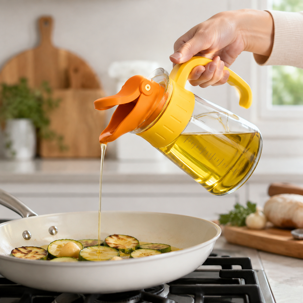 Duck-Beak Controlled Oil Dispenser
