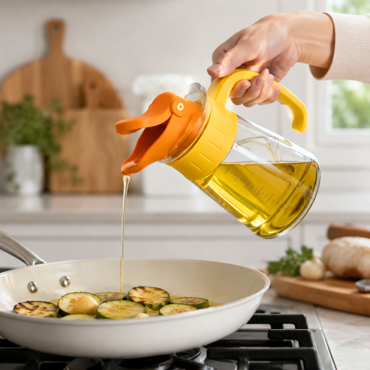 Duck-Beak Controlled Oil Dispenser