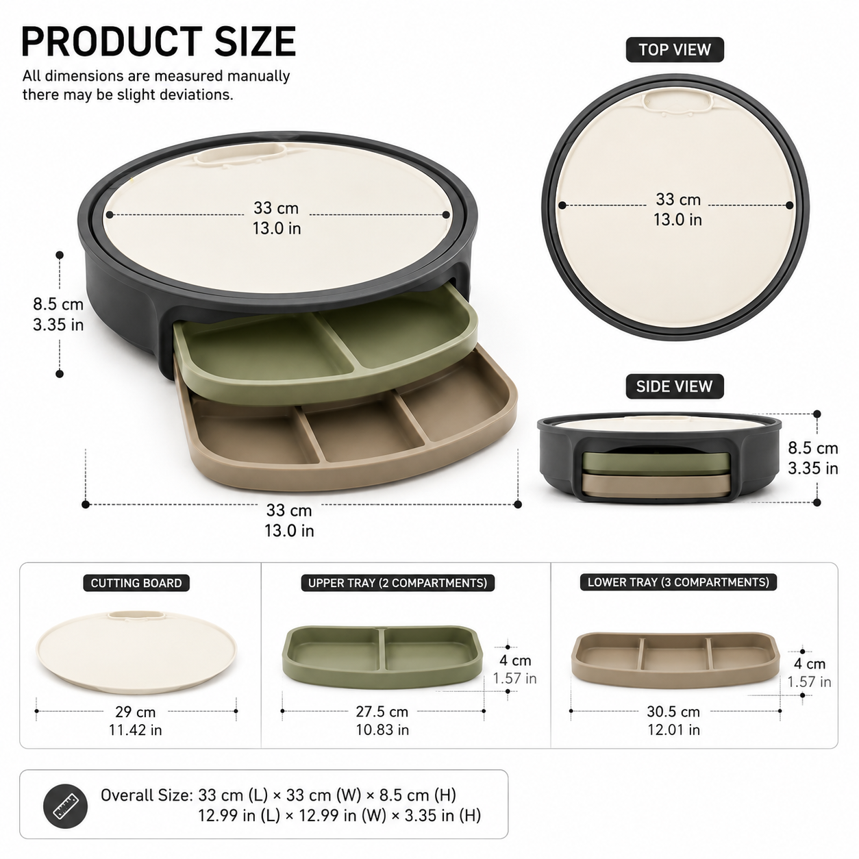Round Kitchen Prep Organizer with Cutting Board