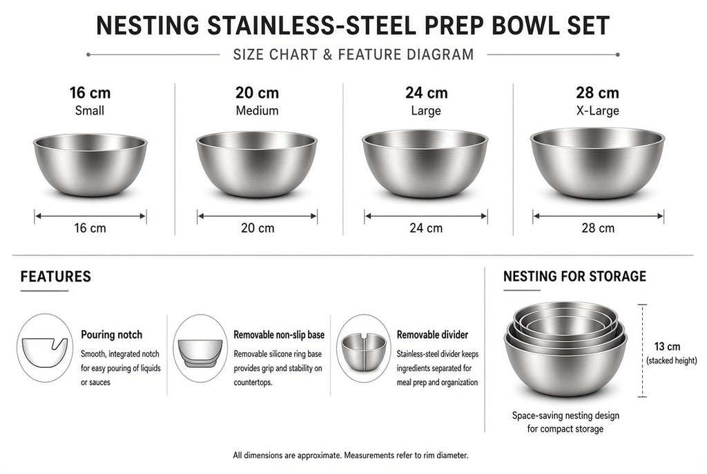 Nesting Stainless Steel Prep Bowl Set, 4-Piece